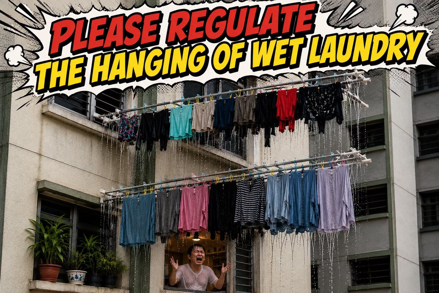 Please Regulate The Hanging of Wet Laundry